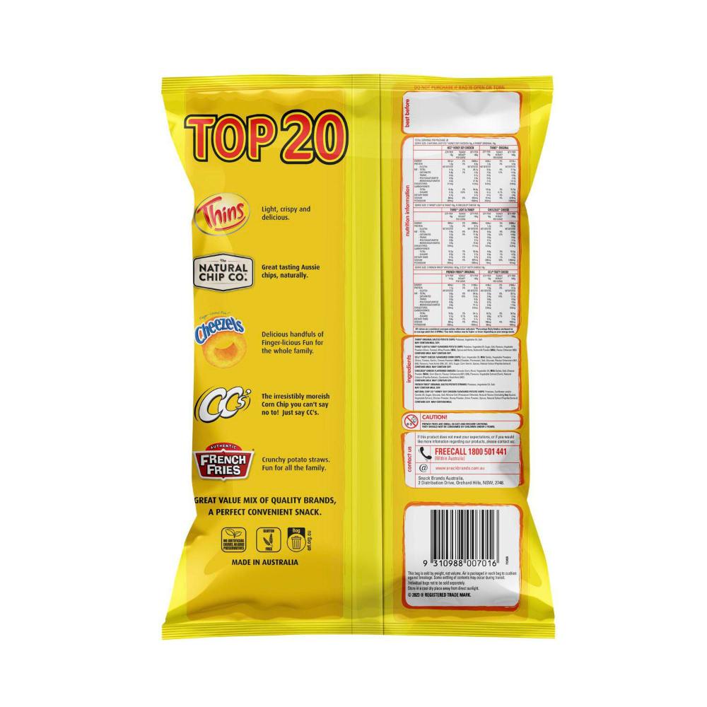 Thins Top 20 Variety Chips Multipack 20 Pack | 375g