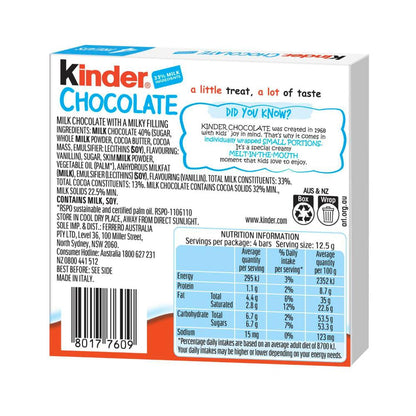 Kinder Chocolate Bars | 4 Pack | 50g