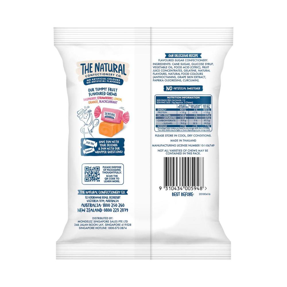 The Natural Confectionery Co. Fruity Chews Lollies | 180g