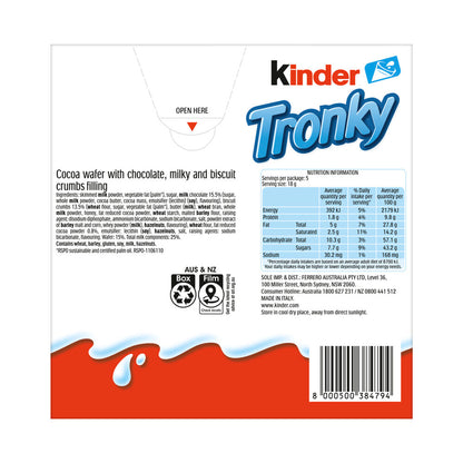Kinder Tronky Biscuit Bars with Chocolate & Milky Filling – 5 Pack | 90g