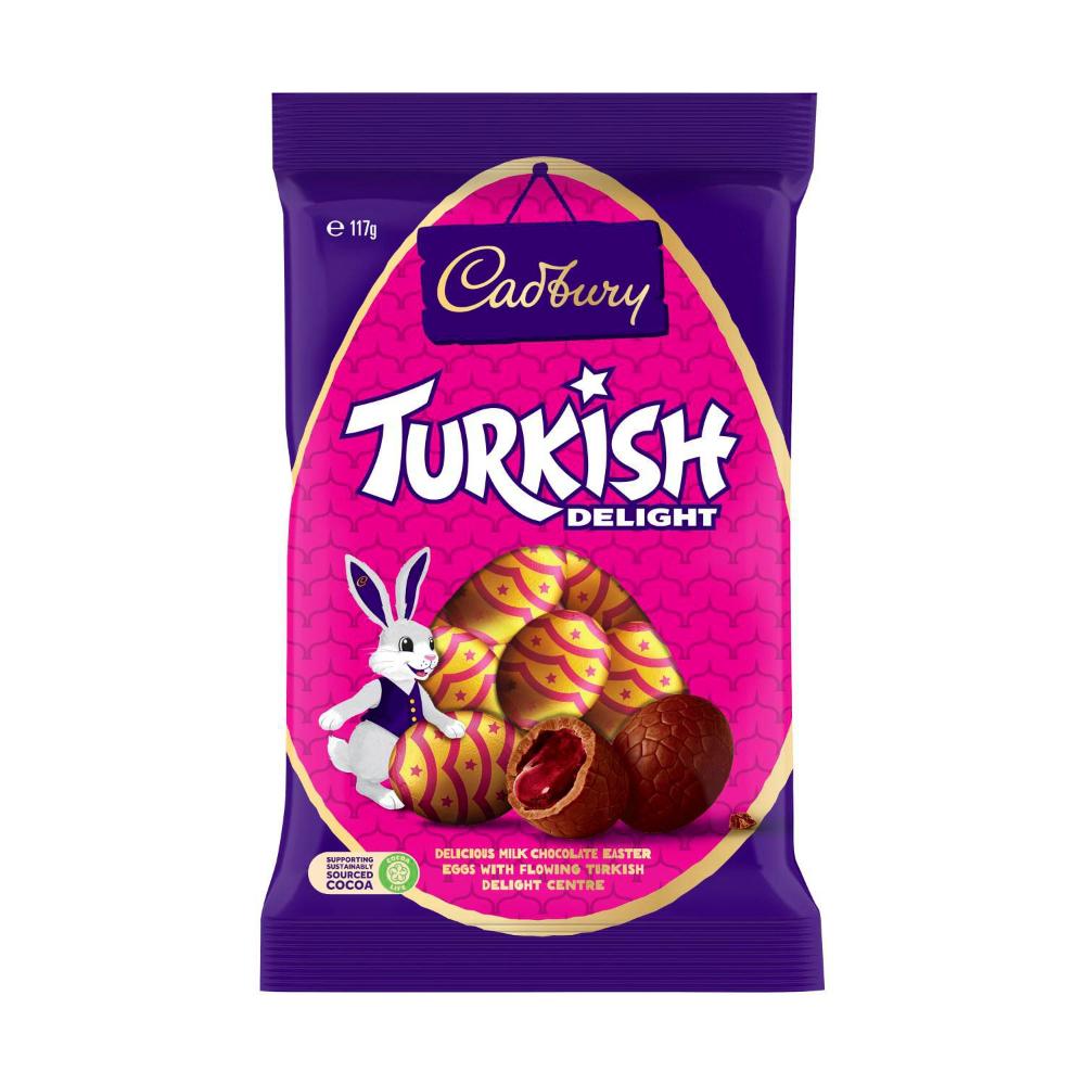 Cadbury Turkish Delight Eggs Bag | Gooey Chocolate Easter Eggs | 117g