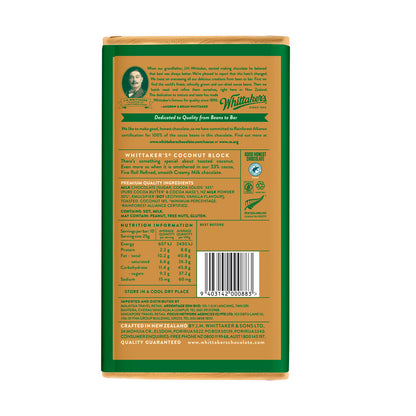 Whittaker's Coconut Creamy Milk Chocolate Block | 250g