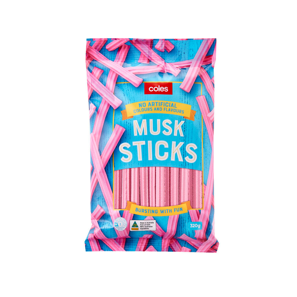 Coles Musk Sticks | Pink Musk Flavored Candy (320g)