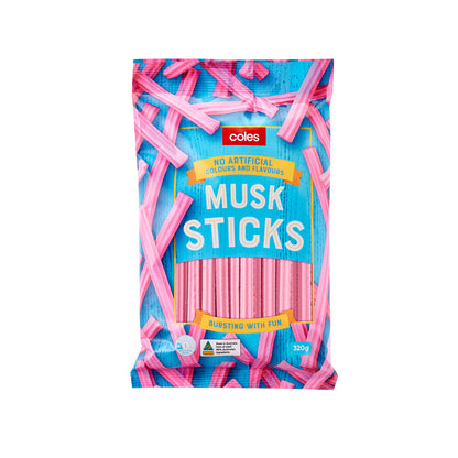 Coles Musk Sticks | Pink Musk Flavored Candy (320g)
