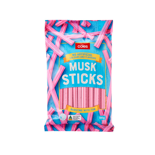 Coles Musk Sticks | Pink Musk Flavored Candy (320g)