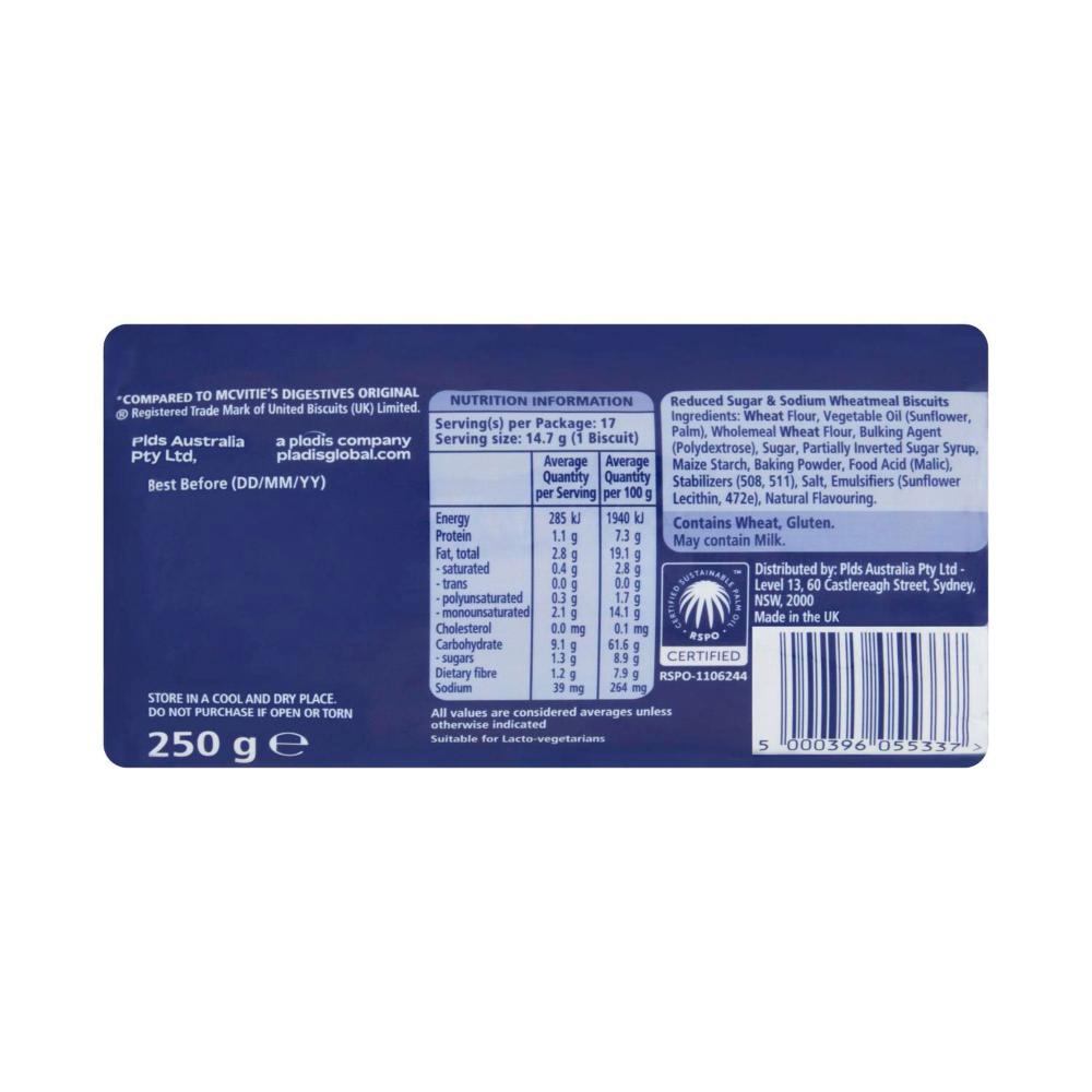 McVitie's Healthy Choice Digestive Biscuits – Reduced Sugar, Salt, & Fat | 250g