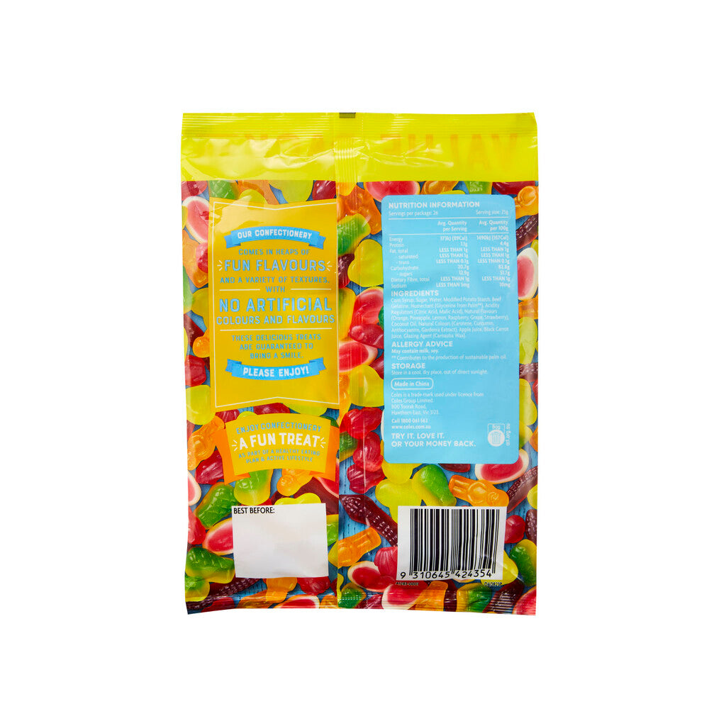 Coles Party Mix Value Pack | Mixed Gummy Lollies | 650g