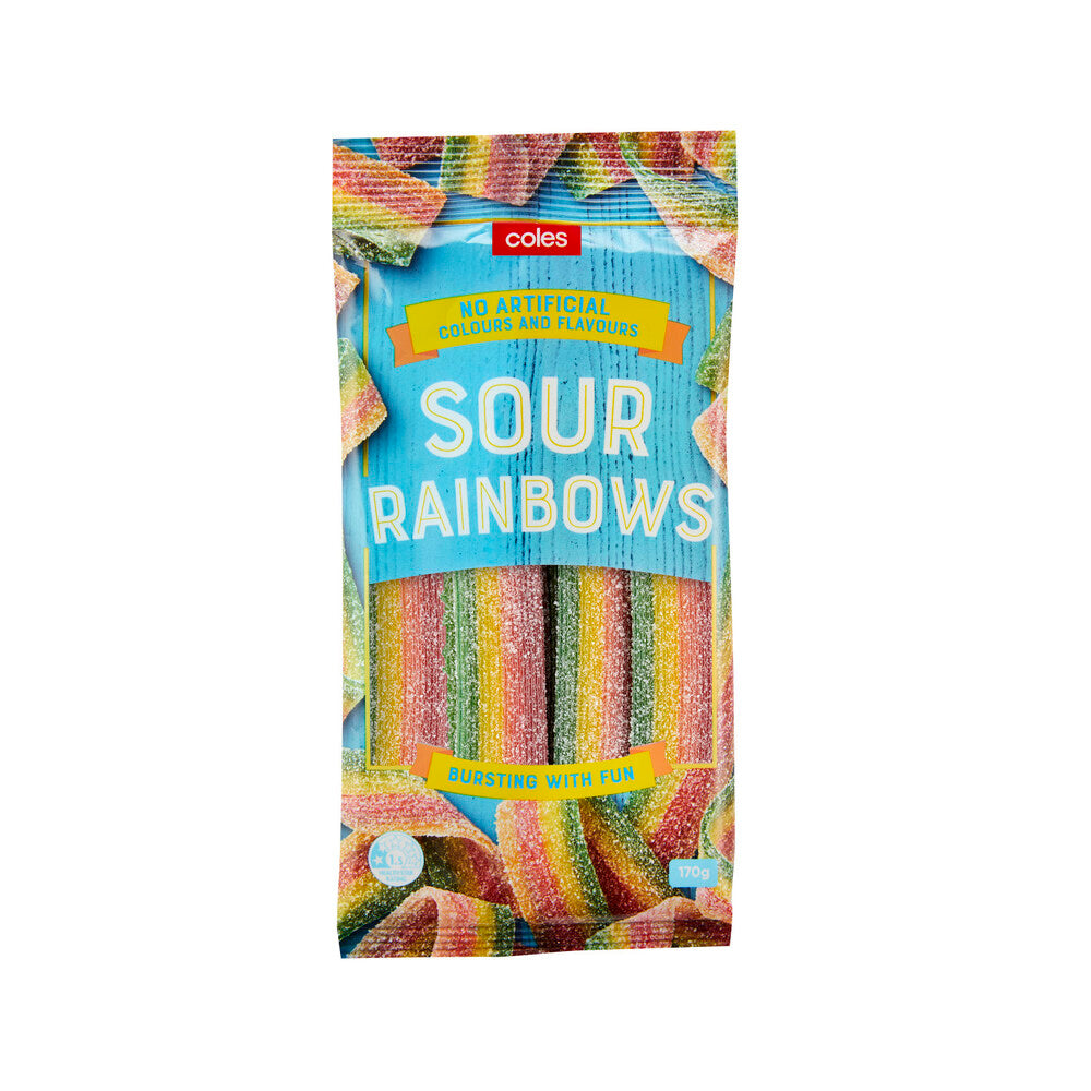 Coles Sour Rainbow Straps | 170g