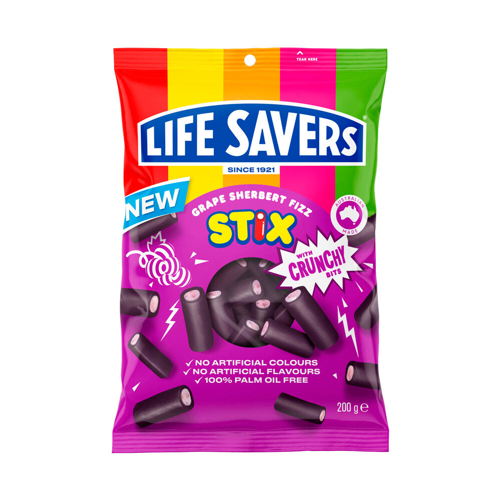 Life Savers Grape Sherbert Fizz Stix with Crunchy Bits | 200g