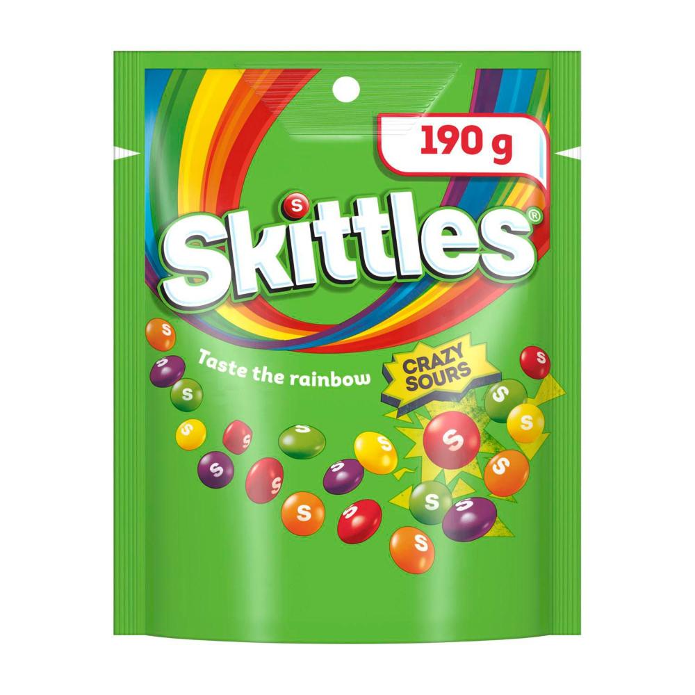 Skittles Crazy Sours | Sour Chewy Candy Party Share Bag | 190g