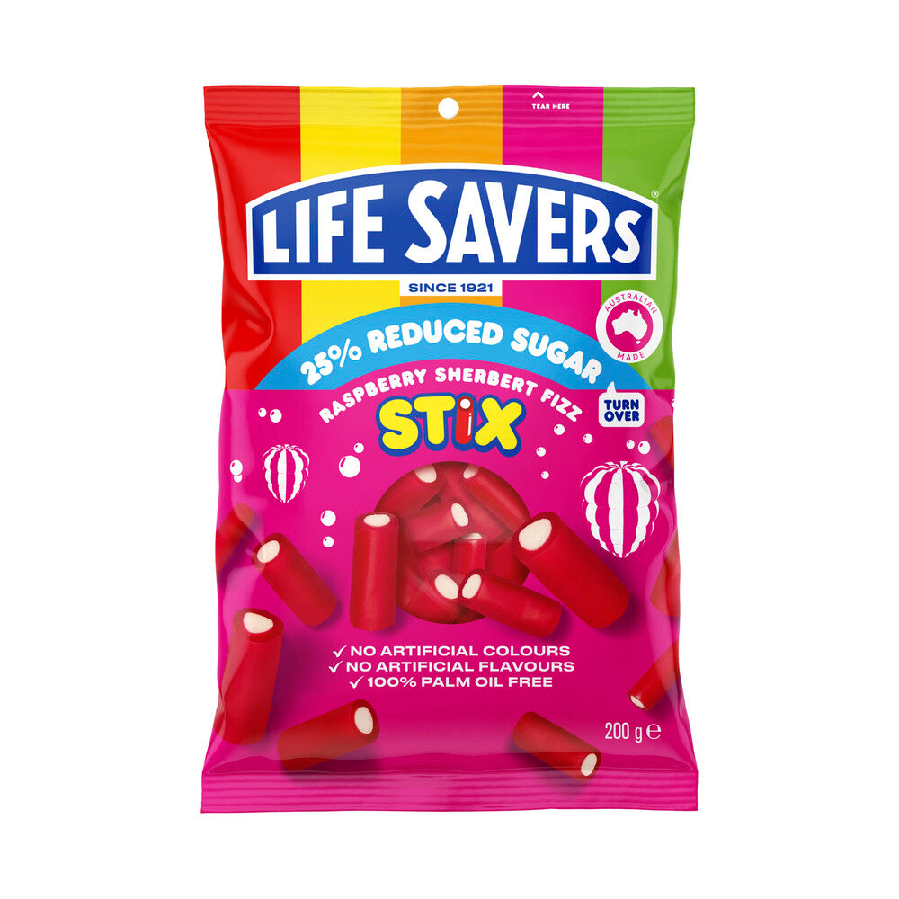 Life Savers 25% Reduced Sugar Raspberry Sherbert Fizz Stix | 200g