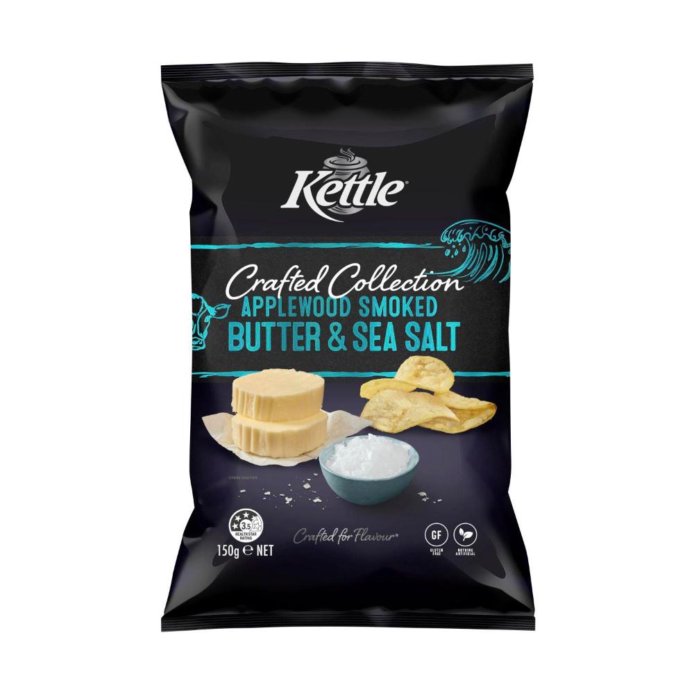 Applewood Smoked Butter & Sea Salt Chips | Kettle Crafted Collection | 150g