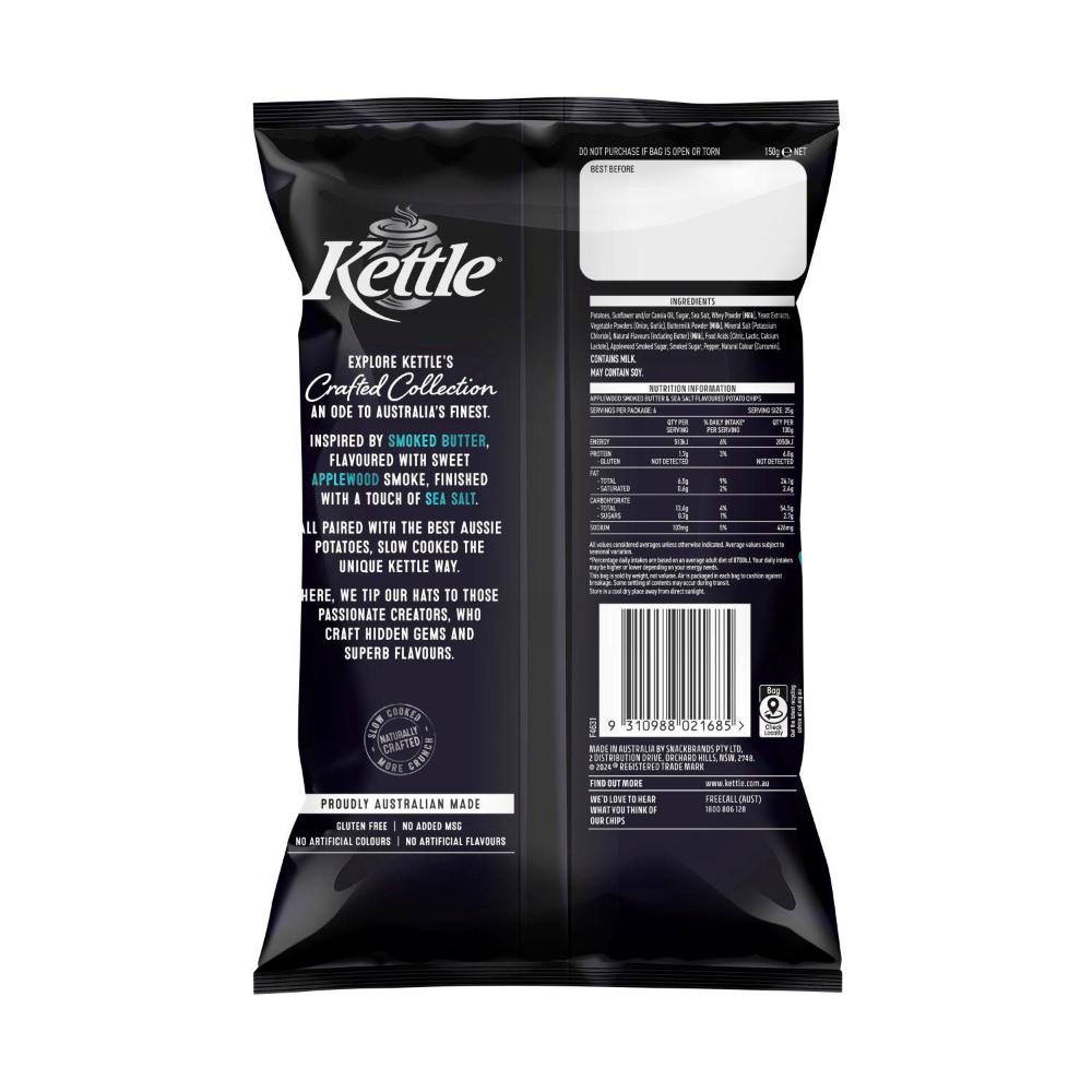 Applewood Smoked Butter & Sea Salt Chips | Kettle Crafted Collection | 150g