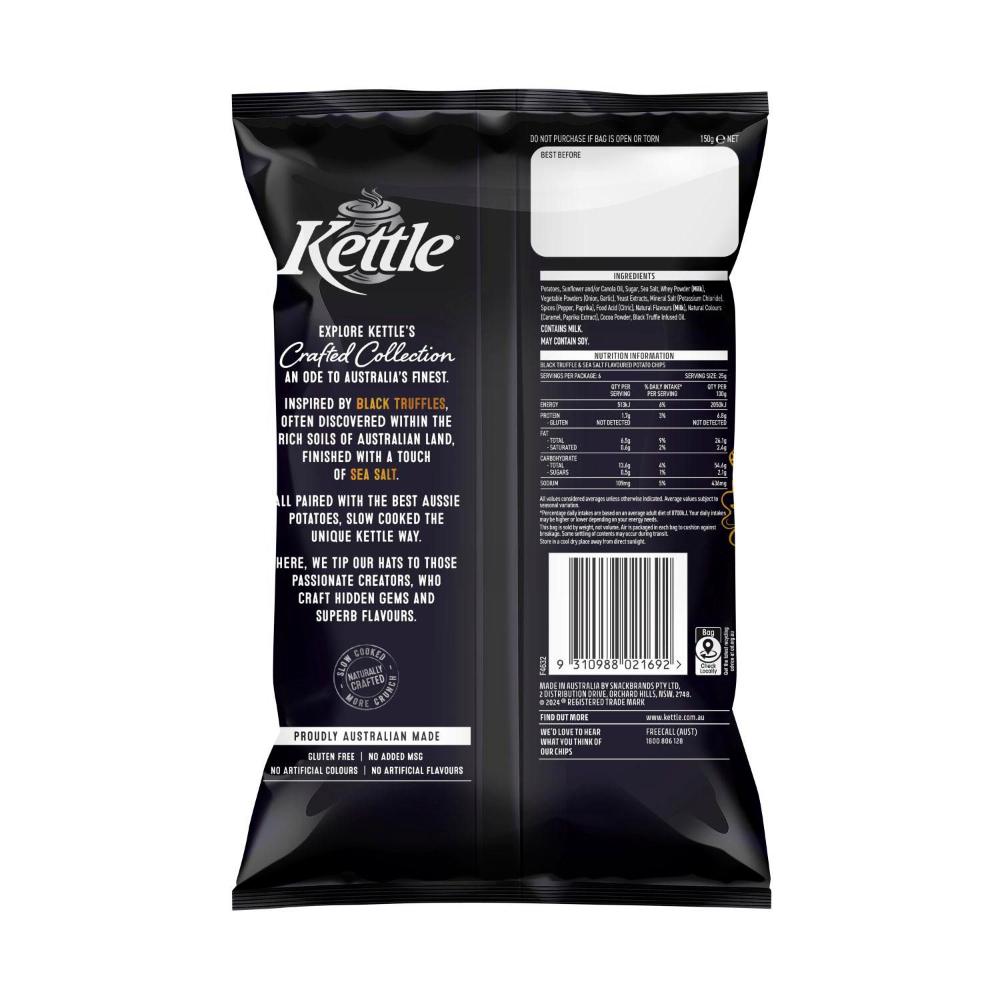 Black Truffle & Sea Salt Chips | Kettle Crafted Collection | 150g