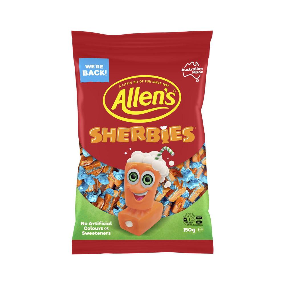 Allen's Sherbies | Orange Chews with Fizzy Sherbet Center (150g)
