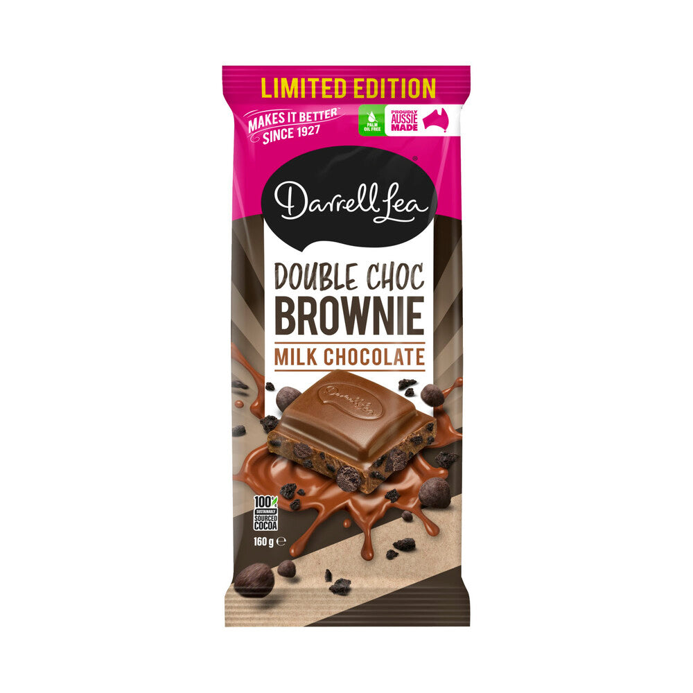 Darrell Lea Double Choc Brownie Milk Chocolate Block | 160g