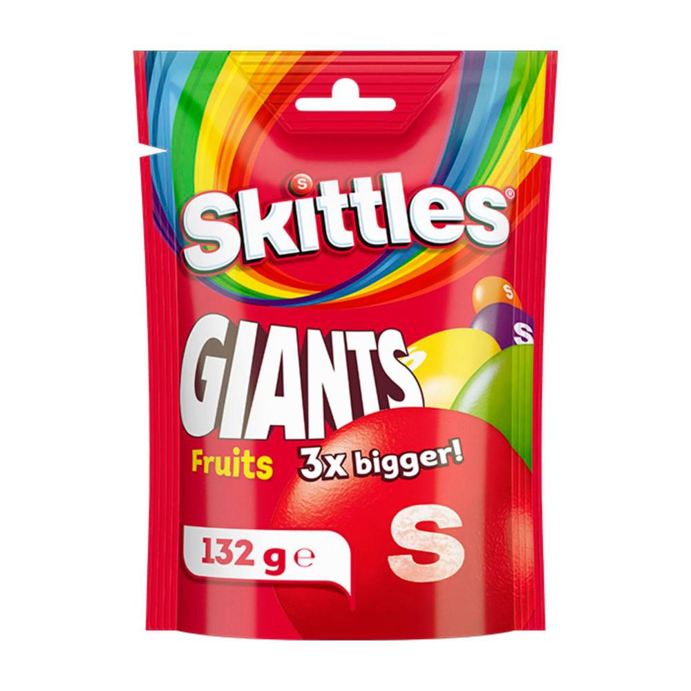 Skittles Giants Fruits 3x Bigger | Chewy Fruit Lollies Party Share Bag | 132g