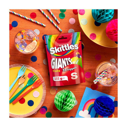 Skittles Giants Fruits 3x Bigger | Chewy Fruit Lollies Party Share Bag | 132g