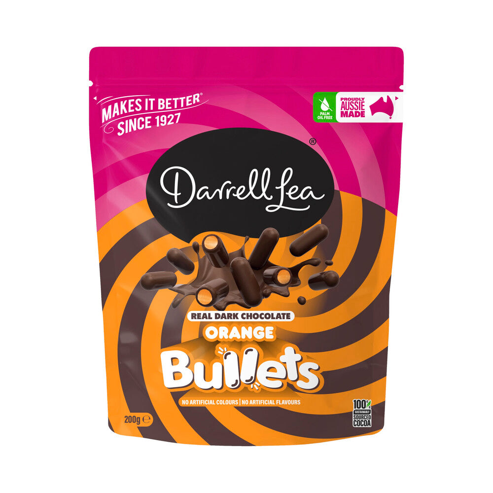 Darrell Lea Dark Orange Bullets – Dark Chocolate Covered Orange Chews | 200g