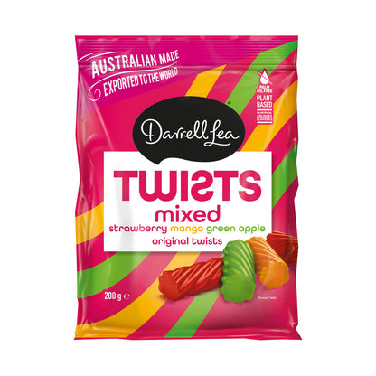 Darrell Lea Twists Mixed Fruit – Soft Fruity Licorice Candy | 200g