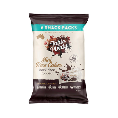 Table of Plenty Mini Rice Cakes with Dark Chocolate – 6 Snack Packs | 84g
