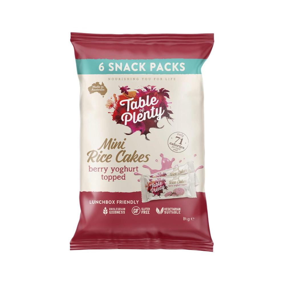 Table of Plenty Mini Rice Cakes with Berry Yoghurt – 6 Snack Packs | 84g
