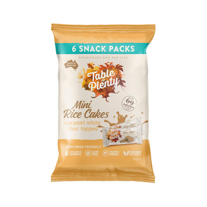 Table of Plenty Mini Rice Cakes with Caramel White Choc – 6 Snack Packs | 84g