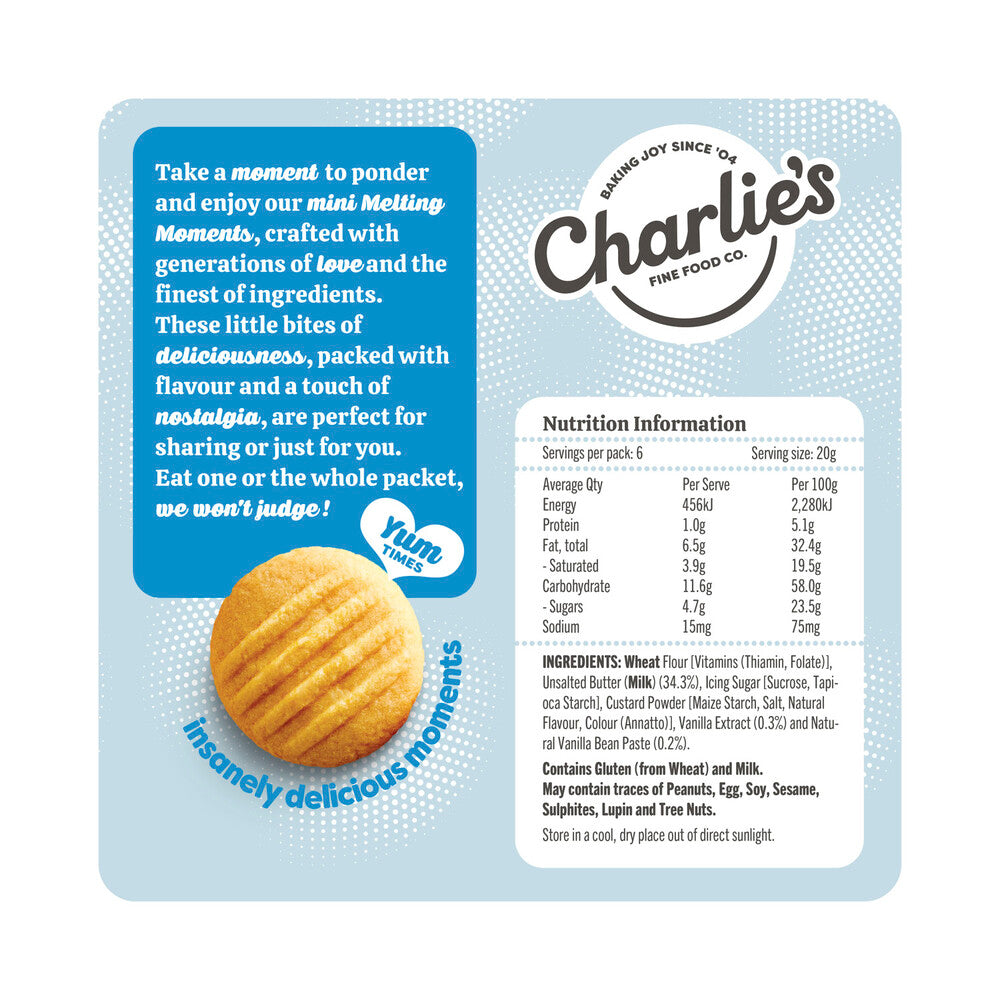 Charlie's Vanilla Dream Melting Moments with Buttercream Filling | 120g