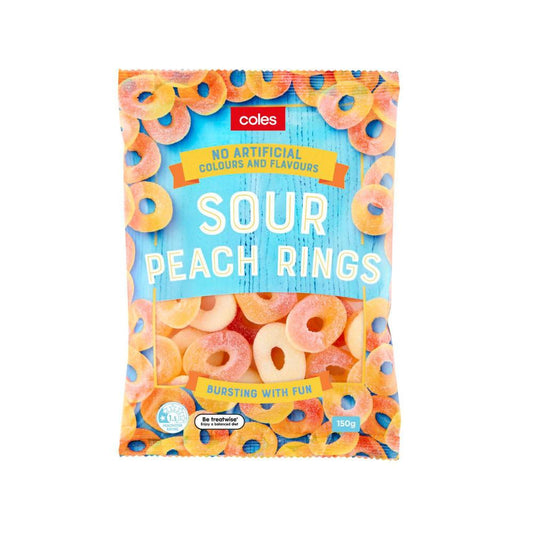 Coles Sour Peach Rings | 150g