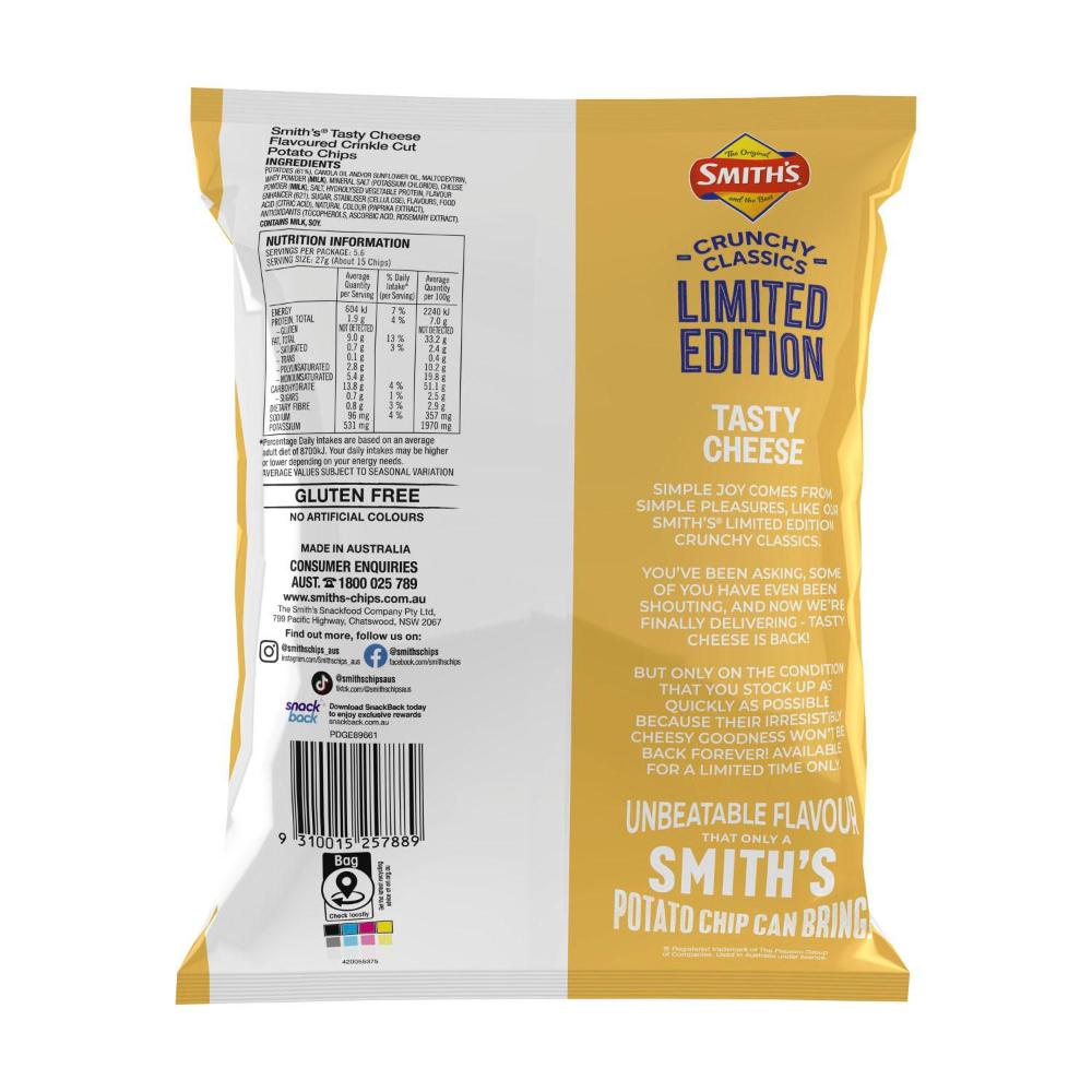 Limited Edition Smith's Tasty Cheese Crinkle Cut Potato Chips | 150g