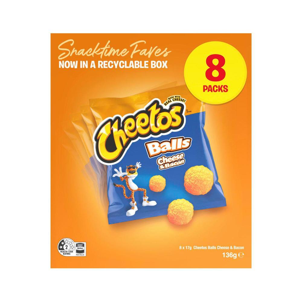 Cheetos Cheese & Bacon Balls Multipack | 8 Pack | 136g