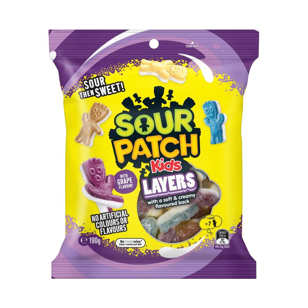 Sour Patch Kids Layers | Chewy Gummy Lollies | 190g