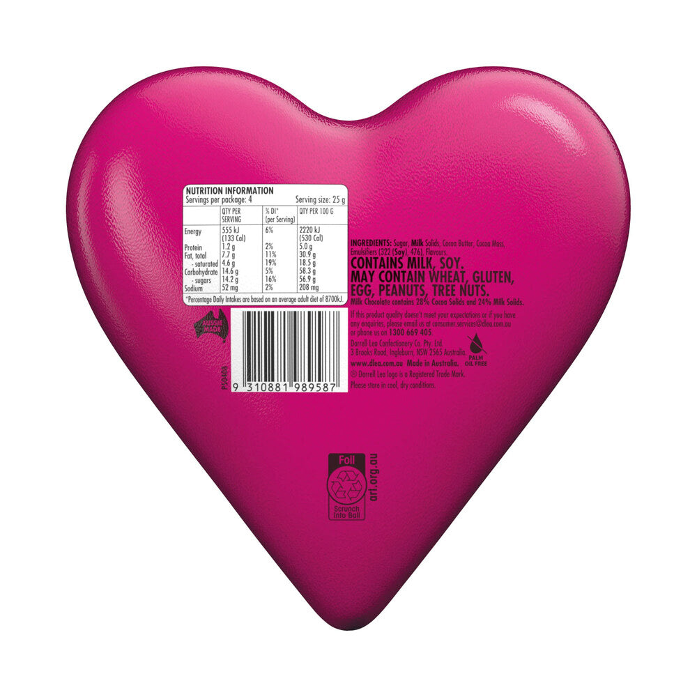 Darrell Lea Milk Chocolate Love Heart | 100g