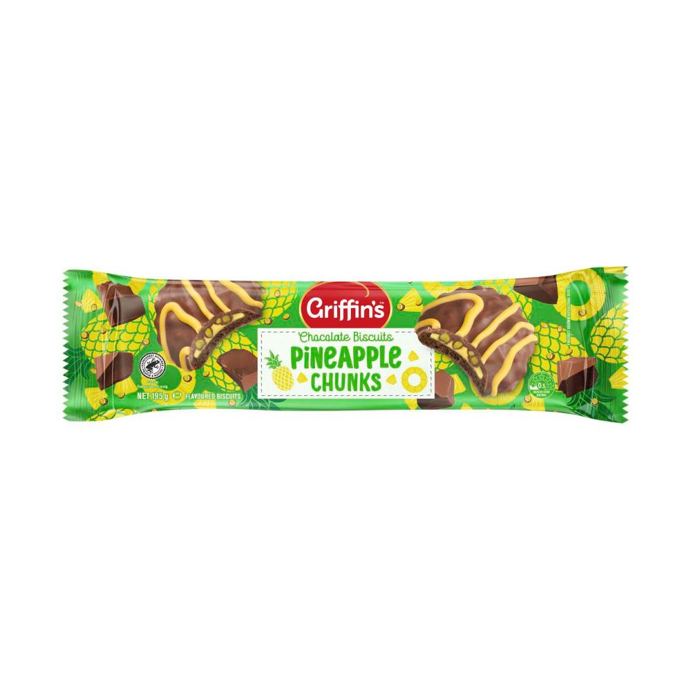 Griffin's Pineapple Chunks Biscuits with Milk Chocolate Coating | 195g