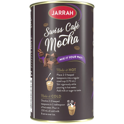 Brewing instructions for Jarrah's delicious Swiss Cafe coffee blend.