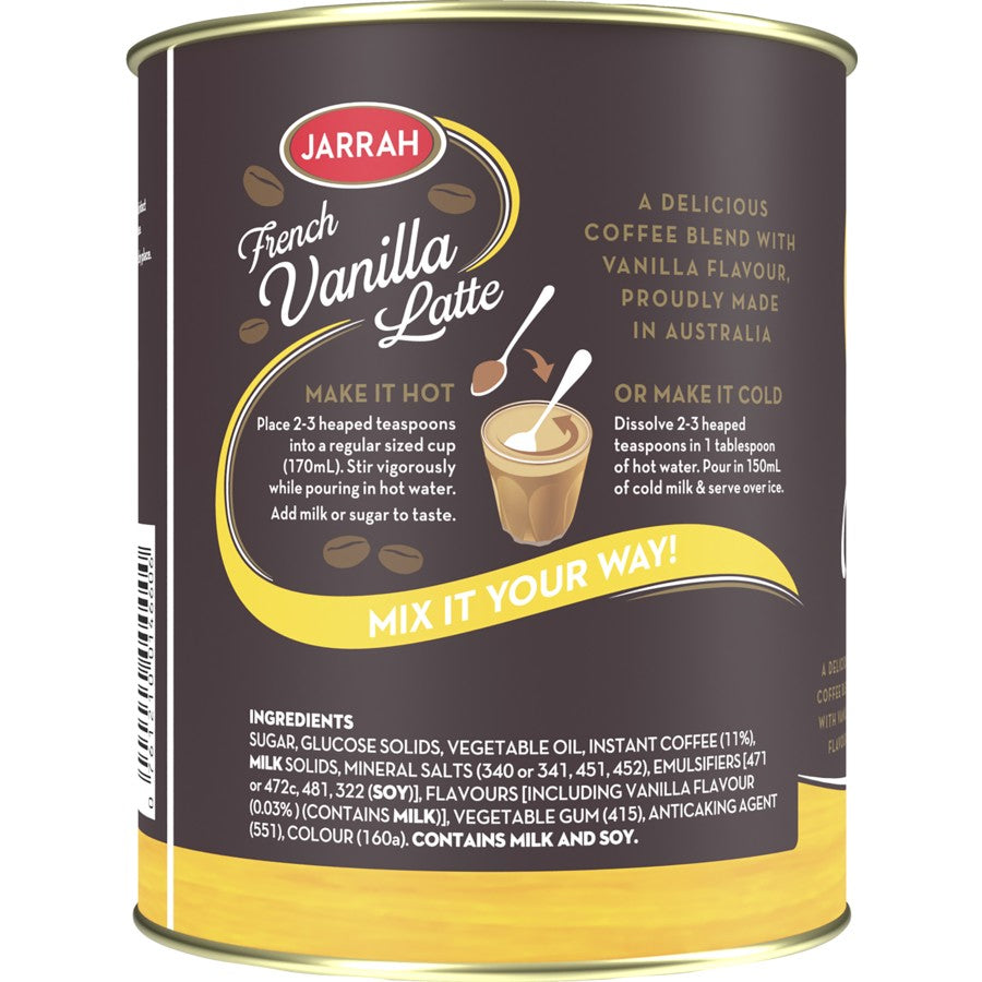 Brewing instructions for Jarrah French Vanilla coffee.