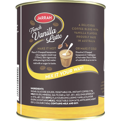 Brewing instructions for Jarrah French Vanilla coffee.