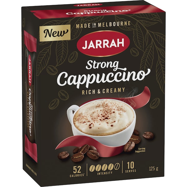 Jarrah Strong Cappuccino sachets in a box of 10.