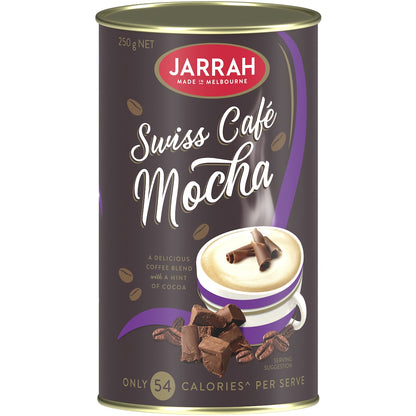 Jarrah Swiss Cafe Mocha in a 250g tin.