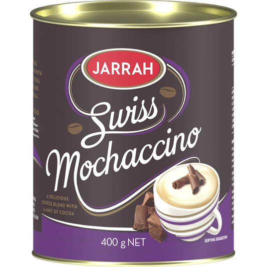 Jarrah Swiss Mochaccino in a 400g tin.