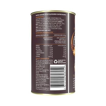 Nutrition panel on tin.
