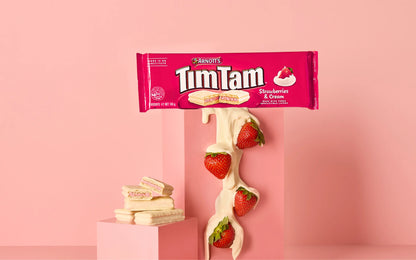 Strawberry Tim Tams | Arnotts Tim Tam Strawberries & Cream Biscuits | 165g