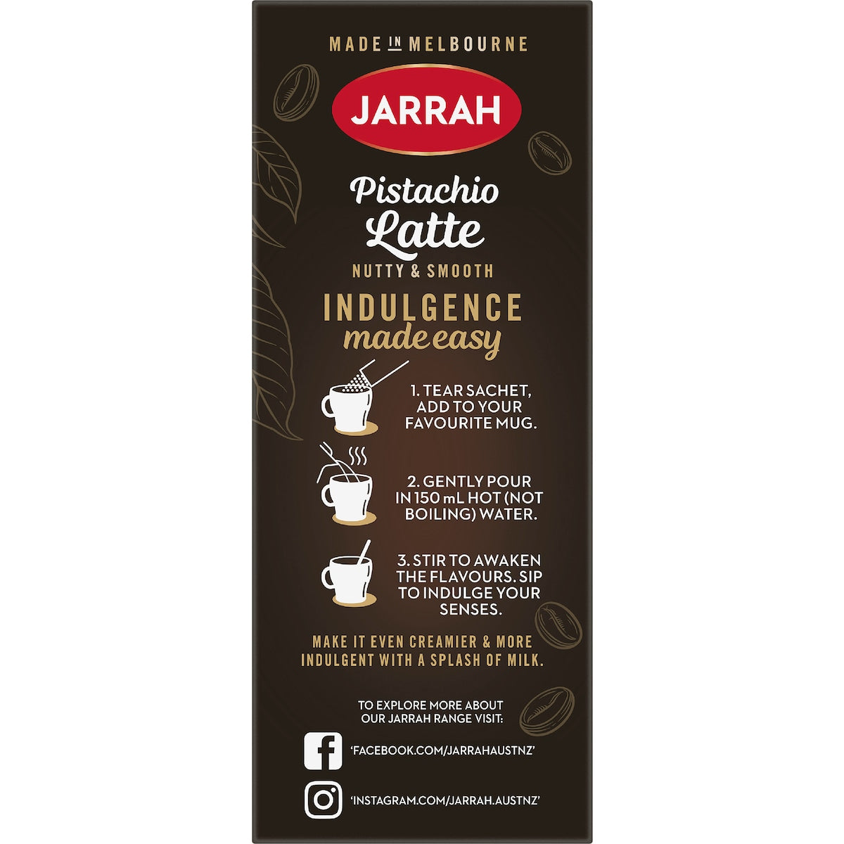 Brew guide instructions for a nutty and smooth latte.