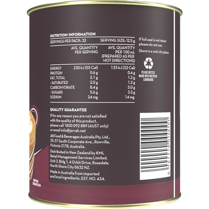Nutritional information on the tin.