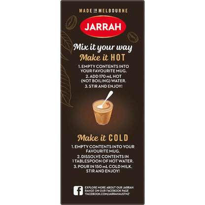 Preparation guide for brewing instant flavored coffee.