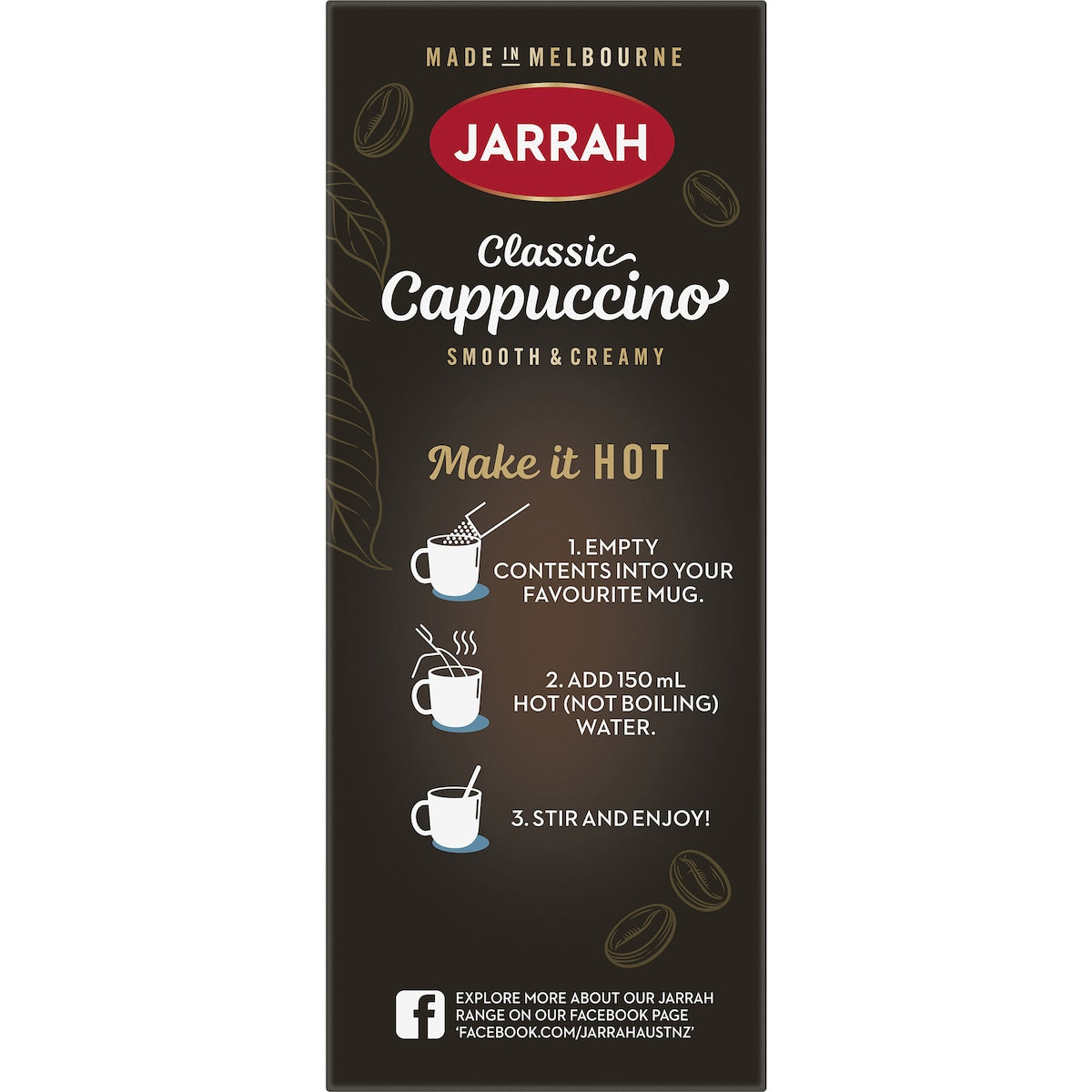 Side of box showing brewing steps.